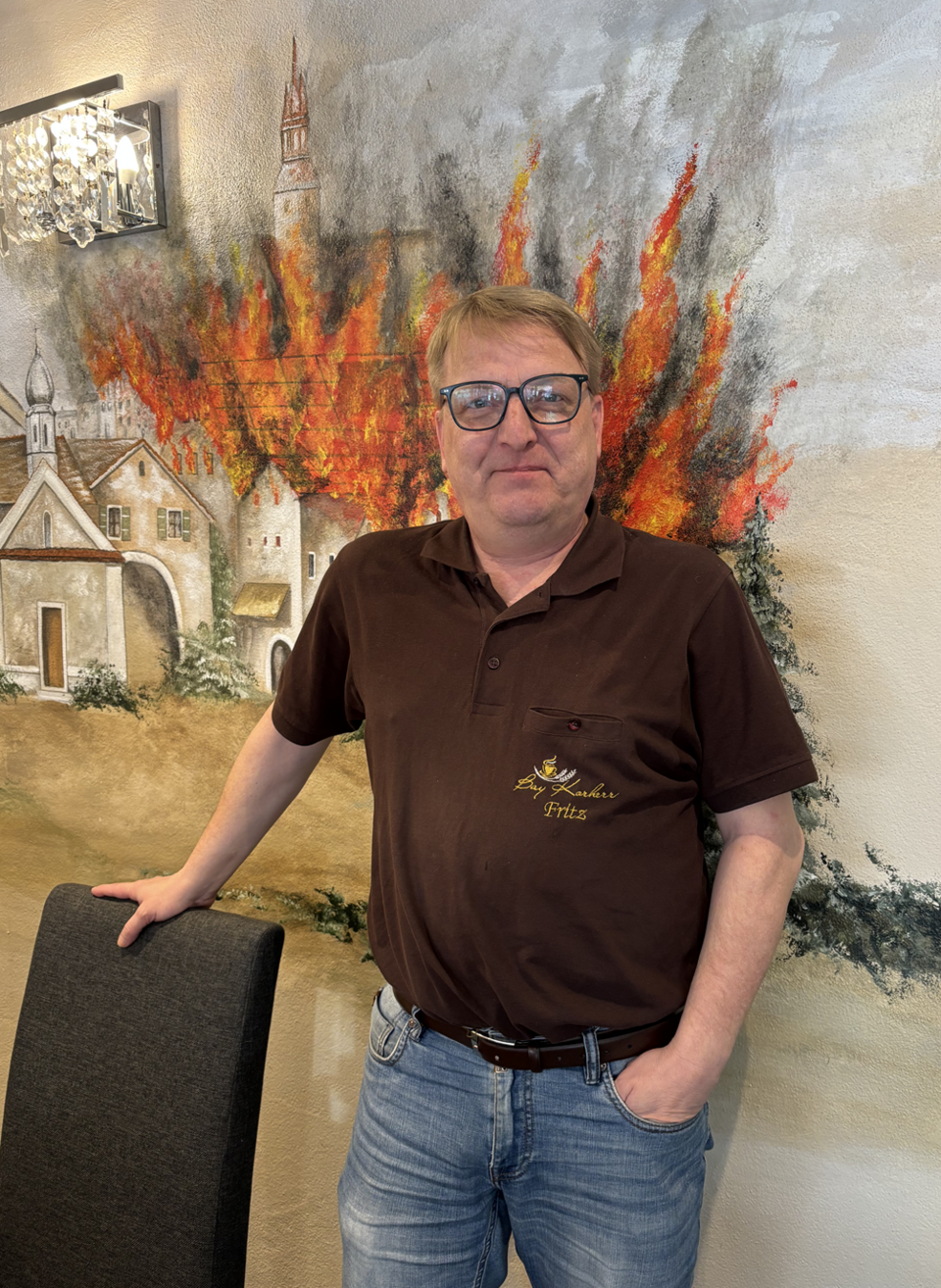 Fritz Korherr im Café seiner Eltern
